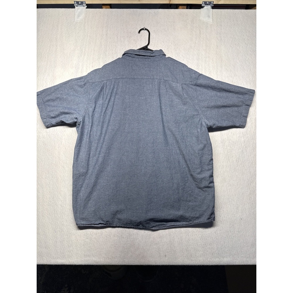 Wrangler Mens Blue Chambray Short Sleeve Button Down Shirt 2XL Cotton Workwear - Picture 2 of 14